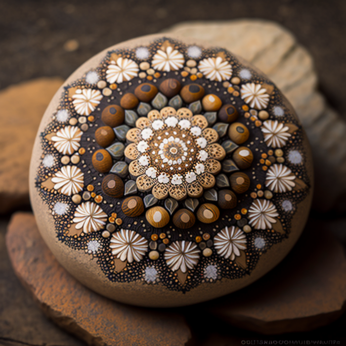 Mandala peint sur un galet